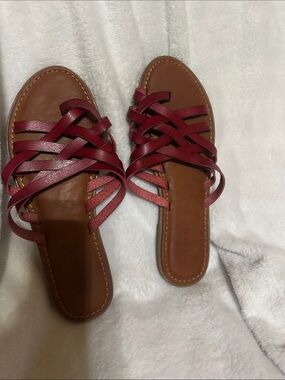 Maurices Burgundy Woven Slide Sandals